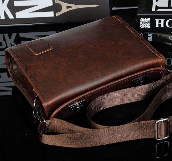 *LOCAL STOCK* Fashion Men Crazy Horse PU Leather Business Messenger Shoulder Bags Briefcase Handbag