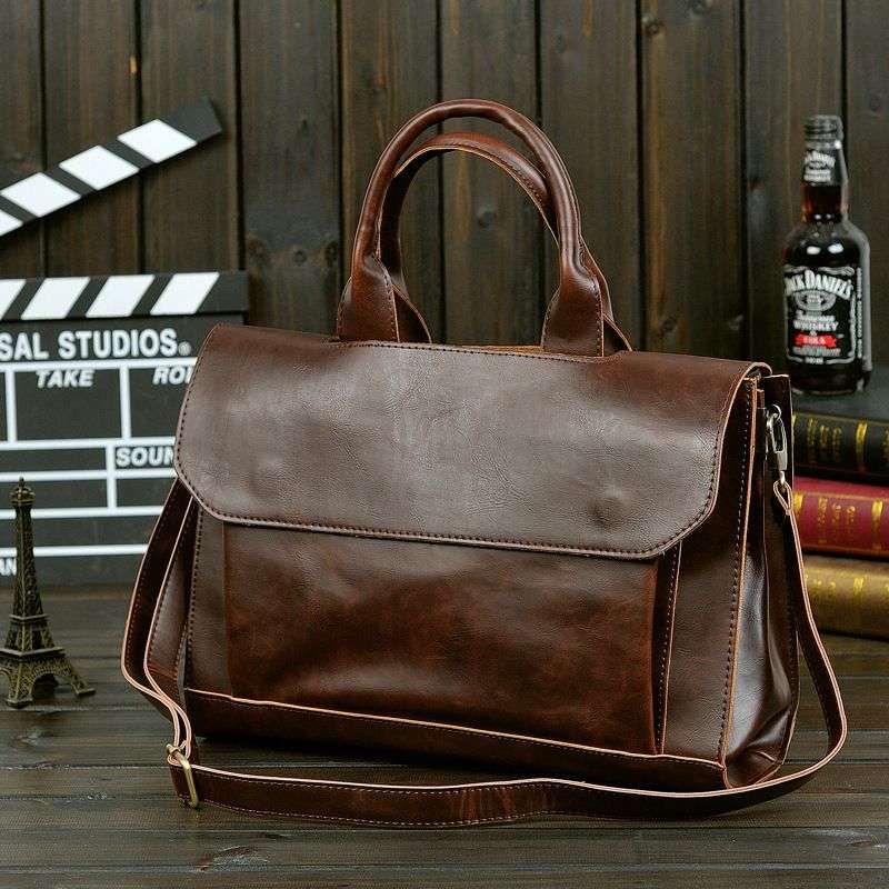 *LOCAL STOCK* LARGE Men Crazy Horse PU Leather Business Messenger Shoulder Bags Briefcase Bag