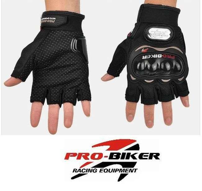 *LOCAL STOCK* Genuine Pro-biker Motorcycle Cycling OutdoorSport Half Cut Black Gloves ~ XL