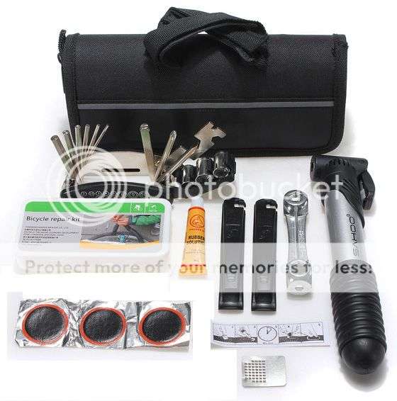 *LOCAL STOCK* Bike Bicycle Cycling Tool Tire Tyre Multi Repair Kits Bag with Pouch Pump