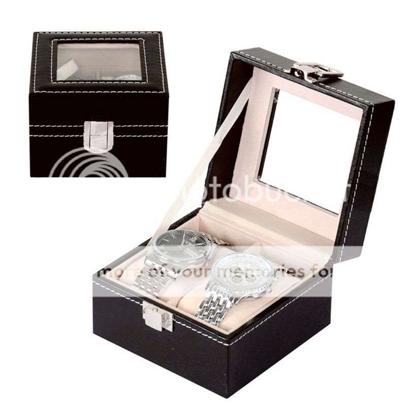 *LOCAL STOCK* Black 2 Grid PU Leather Watch Display Collection Case Box Jewelry Storage Organizer