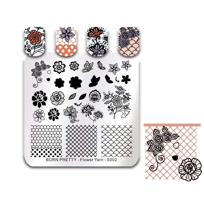 Flower Yarn S002 Square Stamping Plate