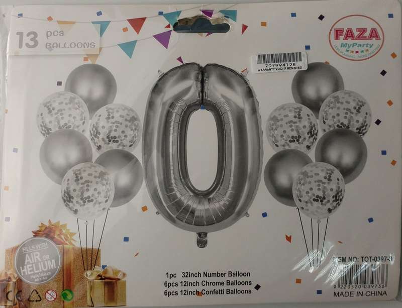 Casey 13pc Silver and White Balloon Set Nr.0
