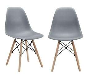 Wooden Leg Chair - Drak Grey (2 Pieces)