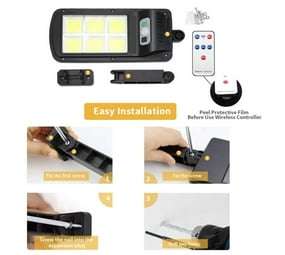 Solar LED 6 COB PIR Motion Sensor Outdoor Lamp with Remote Control