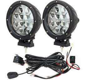 4x4 Off-Road Spotlight 7 60W 12 LED - Set of 2 and Relay Wiring Kit