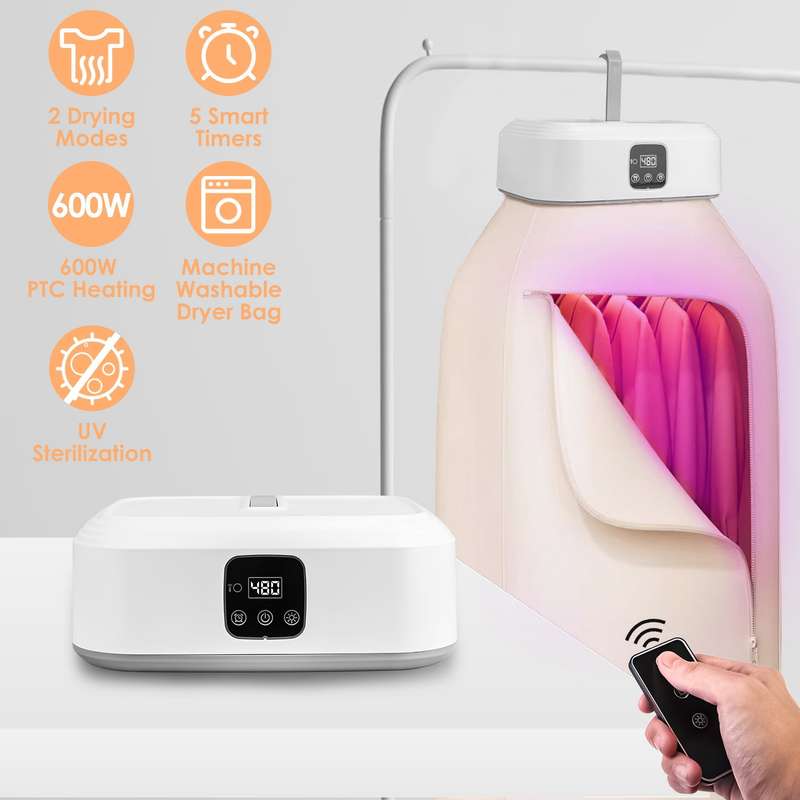 Portable Clothes Dryer Teqhome Mini Dryer Machine with Remote for Small Light Clothes Quick and Easy