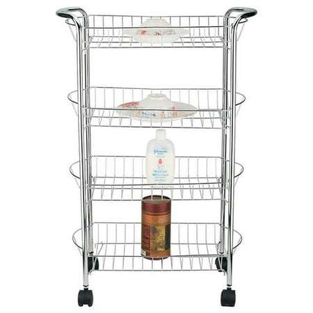 Leopard 4-Tier Storage Cart - Stainless Steel (COMES WITHOUT THE ASSEMBLING SCREWS AND WHEELS)