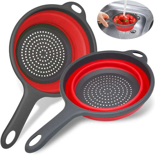 Collapsible Colander Strainer with Handle 2 Pack Extendable Strainers and Colanders Set