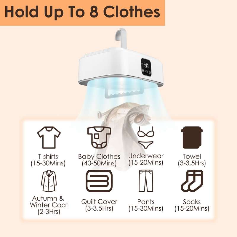 Portable Clothes Dryer Teqhome Mini Dryer Machine with Remote for Small Light Clothes Quick and Easy