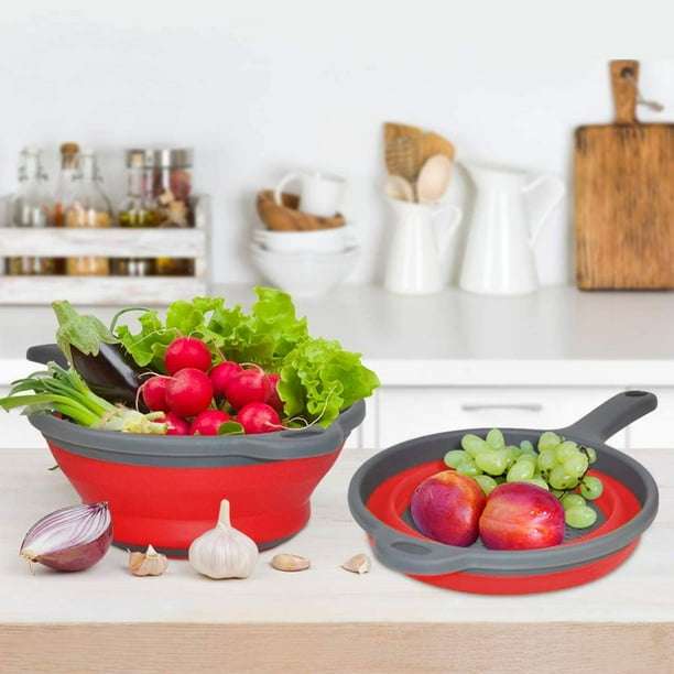 Collapsible Colander Strainer with Handle 2 Pack Extendable Strainers and Colanders Set