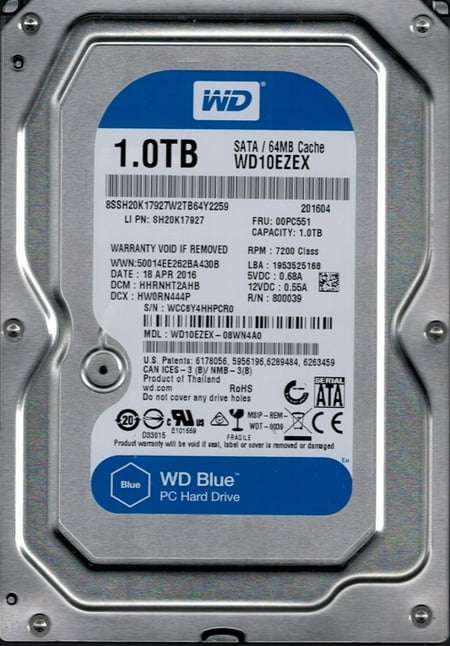 WD10EZEX-08WN4A0 DCM: HHRNHT2AHB WCC6Y Western Digital 1TB