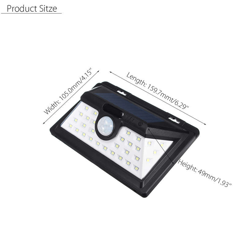 Outdoor Waterproof 34 LED Solar Power Light PIR Motion Sensor Security Wall Lam
