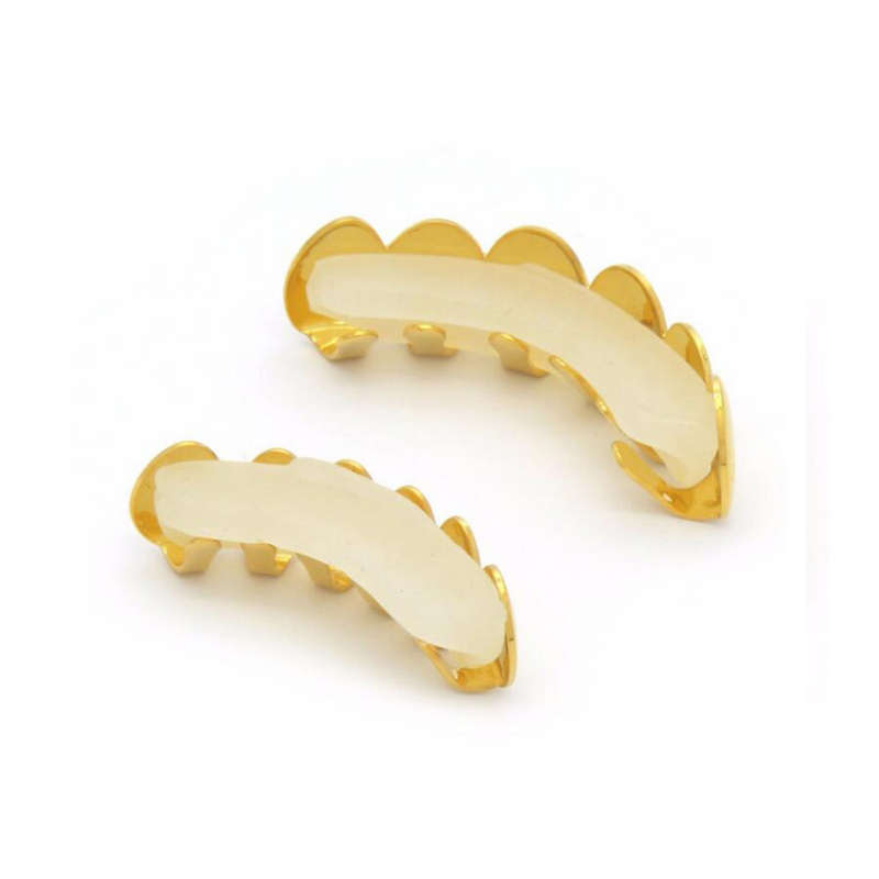 Teeth Grillz Hip Hop Classic Gold Plated Upper &amp; Lower Grillz