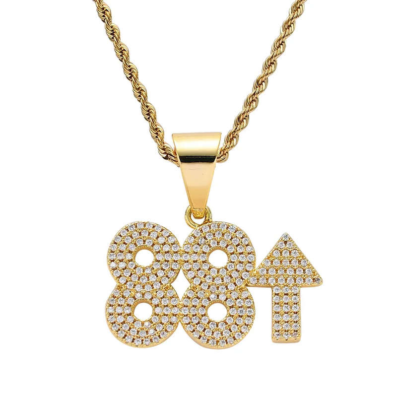 88Rising Gold Plated CZ Diamond Fashion Pendant &amp; Necklace