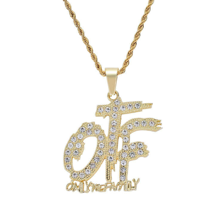 Golden OTF Only The Family Pendant encrusted in Zirconia Jewels