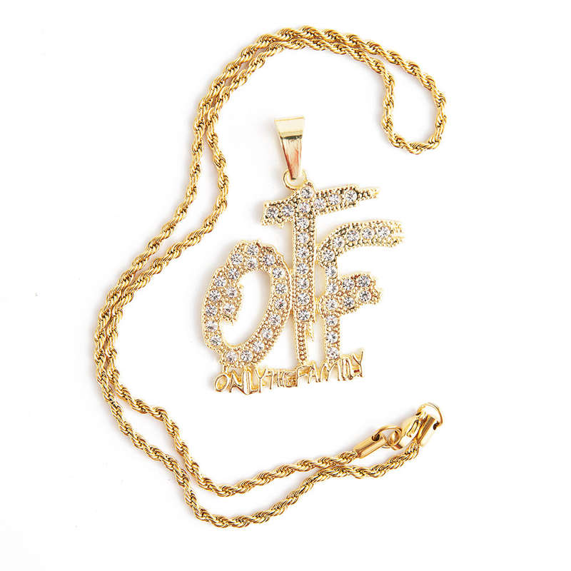 Golden OTF Only The Family Pendant encrusted in Zirconia Jewels