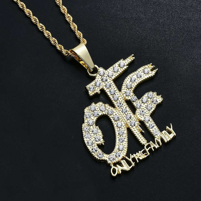 Golden OTF Only The Family Pendant encrusted in Zirconia Jewels