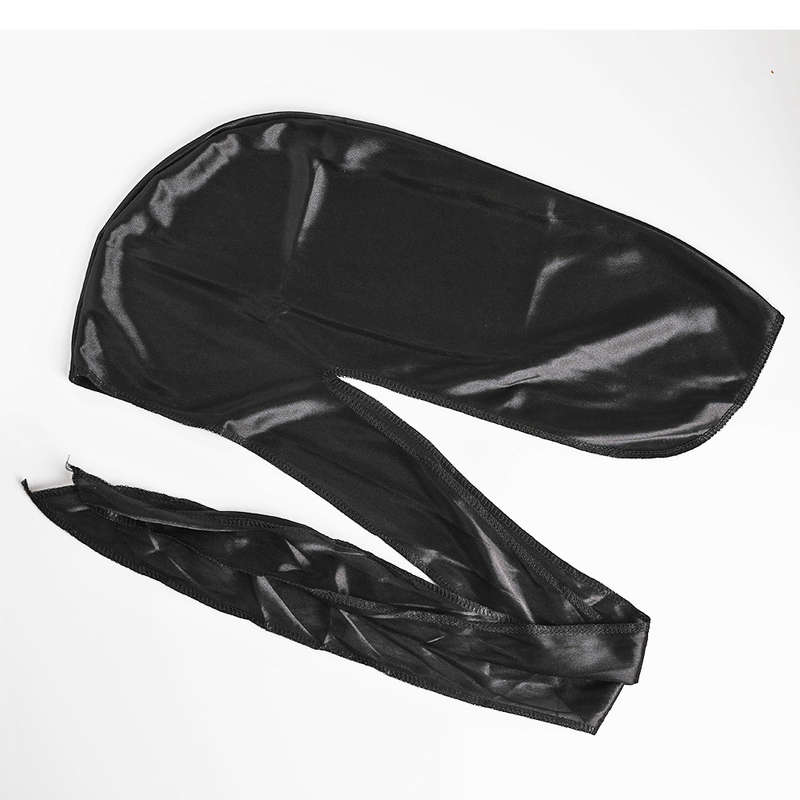 Durag Boss Silky Satin Durag with Extra Length Ties (Black)