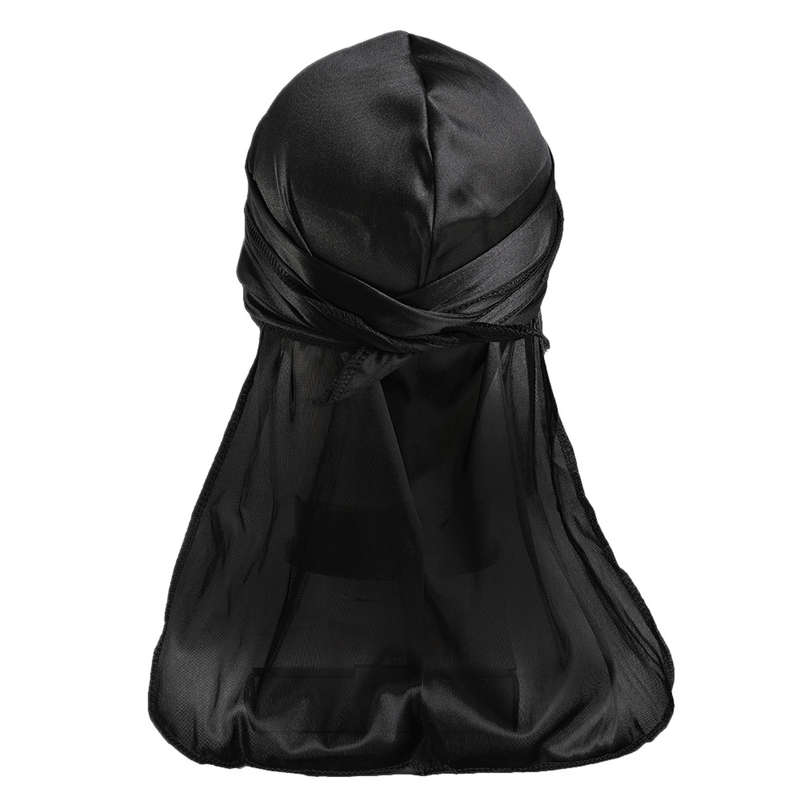 Durag Boss Silky Satin Durag with Extra Length Ties (Black)