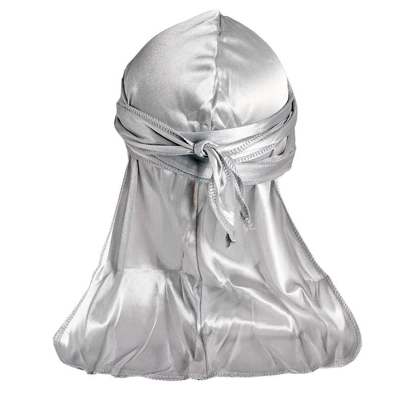 Durag Boss Silky Satin Durag with Extra Length Ties (silver grey)
