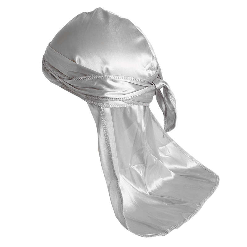 Durag Boss Silky Satin Durag with Extra Length Ties (silver grey)