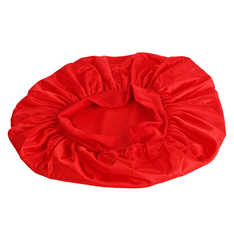 Wide Band Sleep Bonnet Cap in breathable Red Satin Fabric