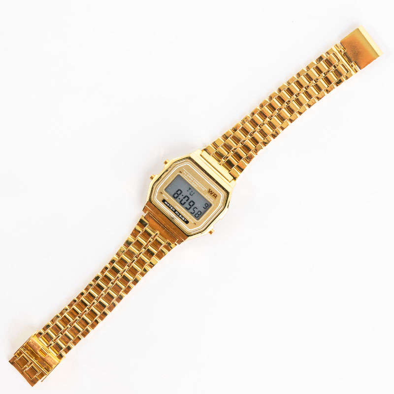 Retro Classic Design Steel Digital Wristwatch (gold)