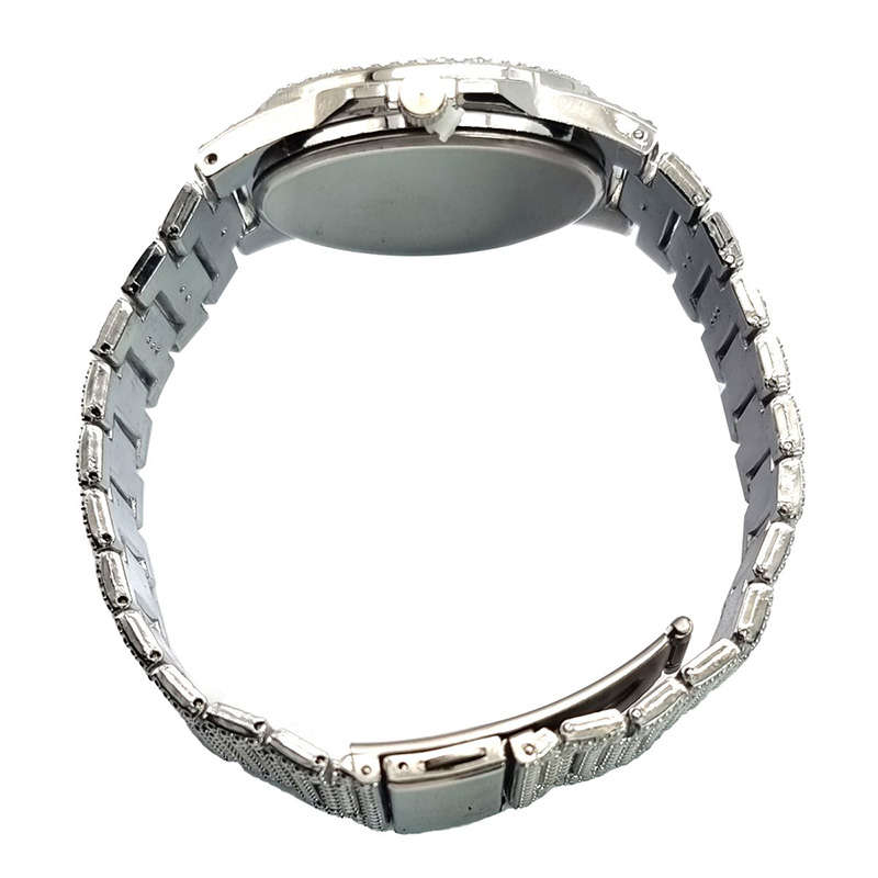 Luxury Unisex Diamond Encrusted Quartz Wristwatch (Silver)