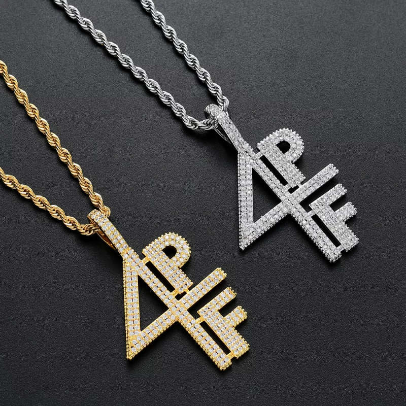 4PF "Four Pockets Full" Lil Baby Inspired Iced CZ Diamond Pendant (Gold)