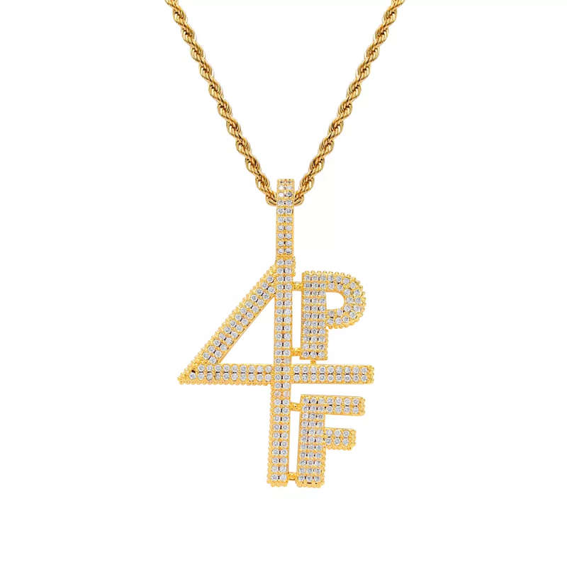 4PF "Four Pockets Full" Lil Baby Inspired Iced CZ Diamond Pendant (Gold)