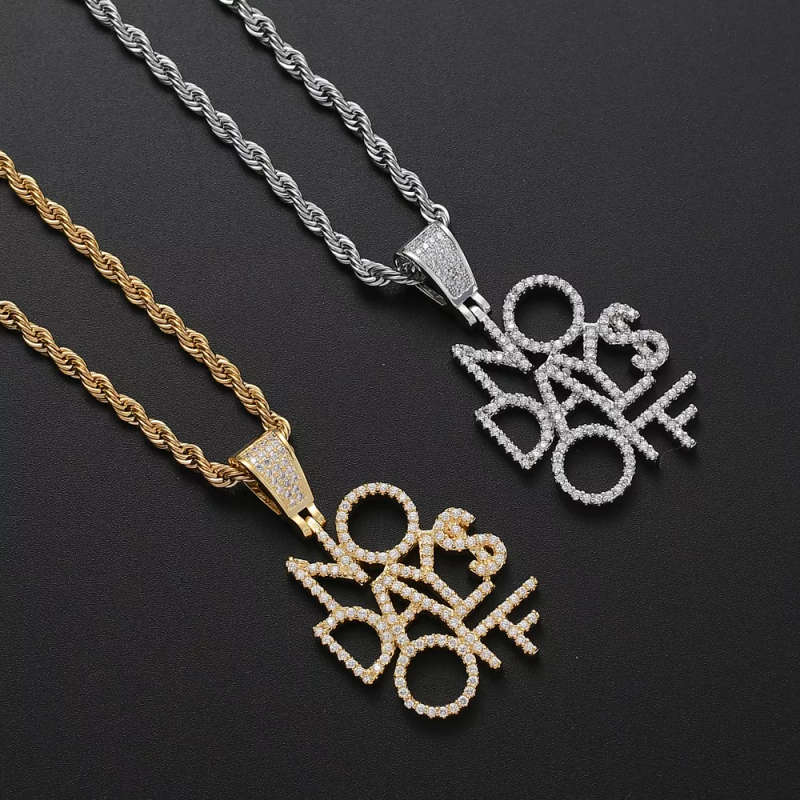 No Day$ Off Hustler Iced CZ Diamond Pendant with Chain (gold)
