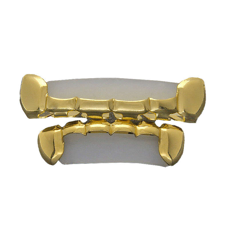 HipHop Gold Plated Bar Style Edge Strip Teeth Grillz (set)