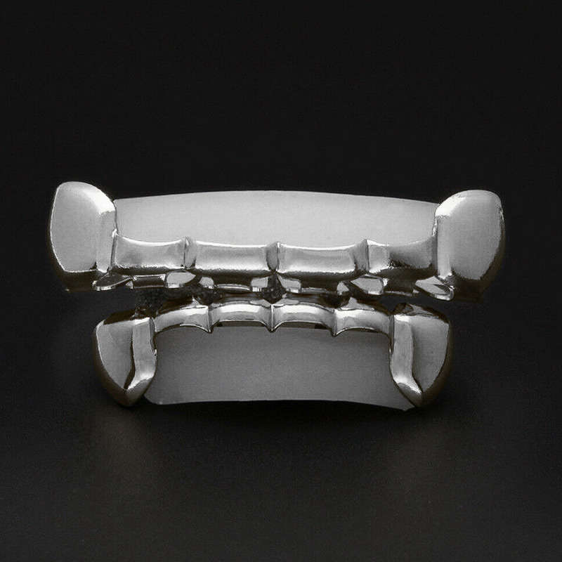 HipHop Silver Plated Bar Style Edge Strip Teeth Grillz (set)