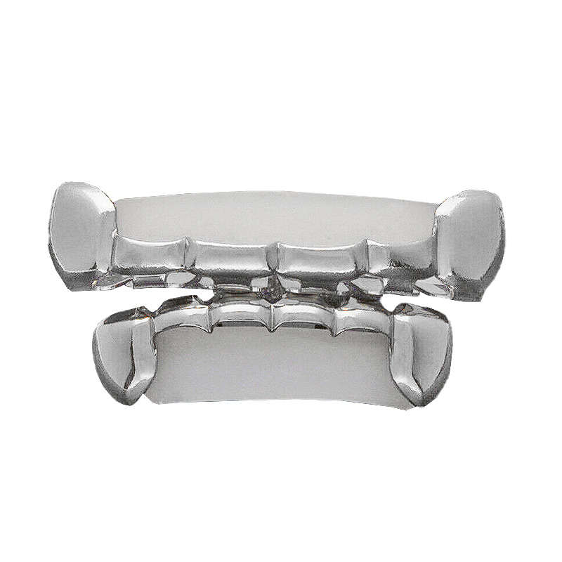 HipHop Silver Plated Bar Style Edge Strip Teeth Grillz (set)