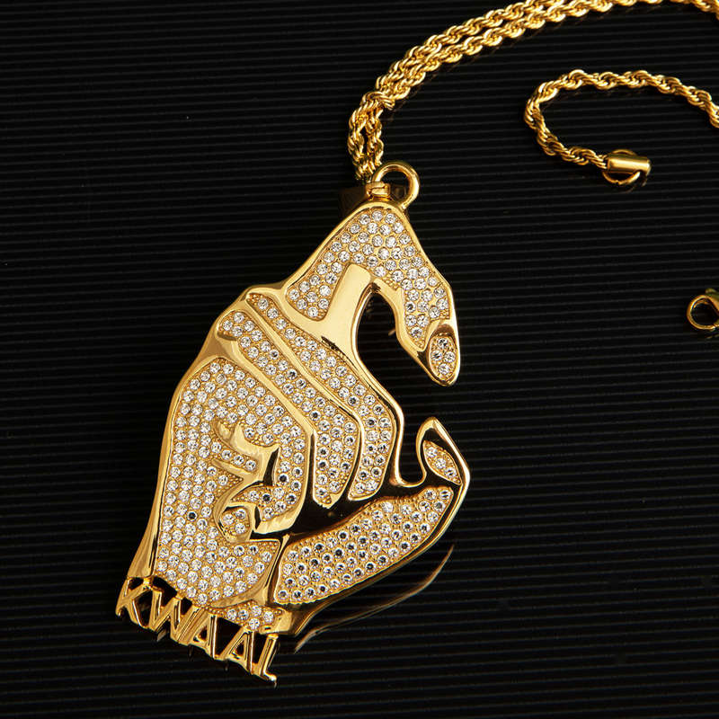 Iced Kasi Kwaal Polished CZ Diamond Pendant (Gold)