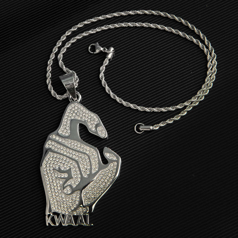 Iced Kasi Kwaal Polished CZ Diamond Pendant (Silver)