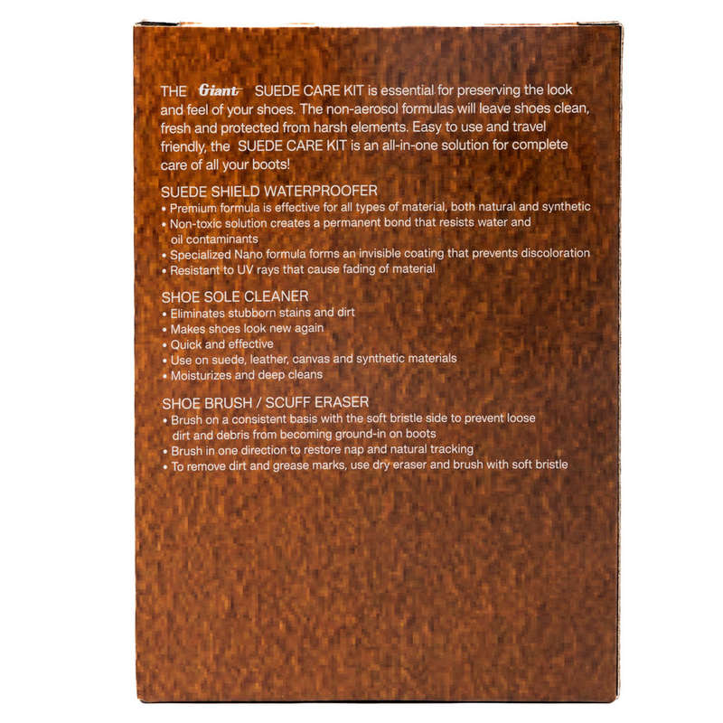 Giant Suede Care Kit  Waterproof Protector, Shoe Sole Cleaner, Scuff Eraser, and Brush