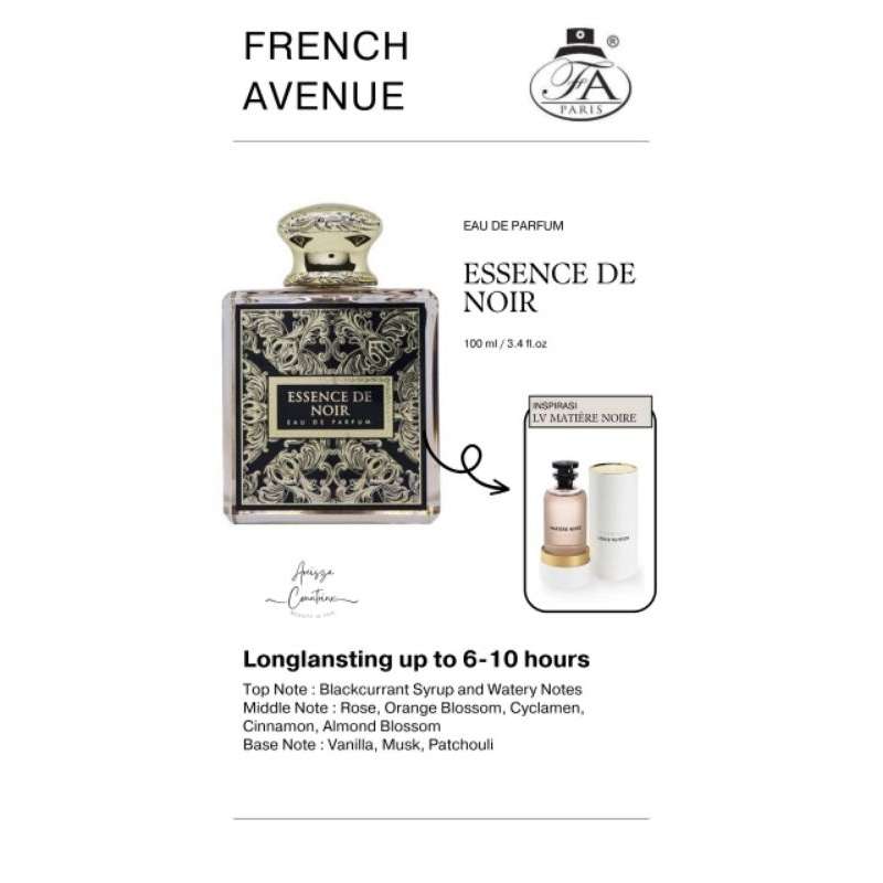 French Avenue Essence De Noir 100 ml Eau De Parfum Sweet scent