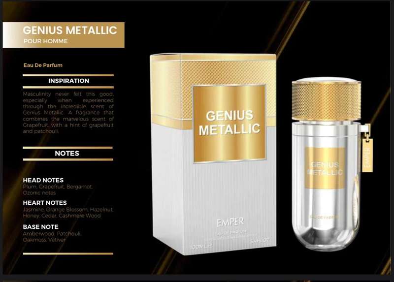 Emper Genius Metallic 100 ml Eau De Parfum Woody Sweet scent