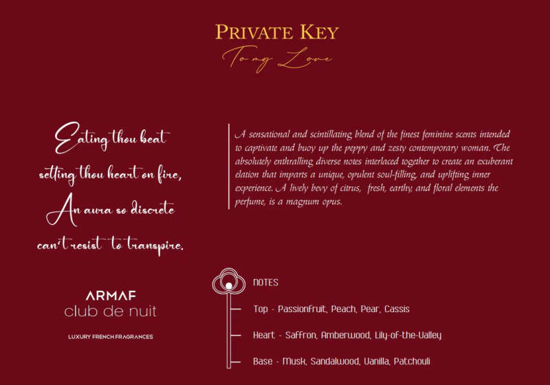 Armaf Club De Nuit Private Key To My Love 100 ml Extrait De Parfum Fruity scent
