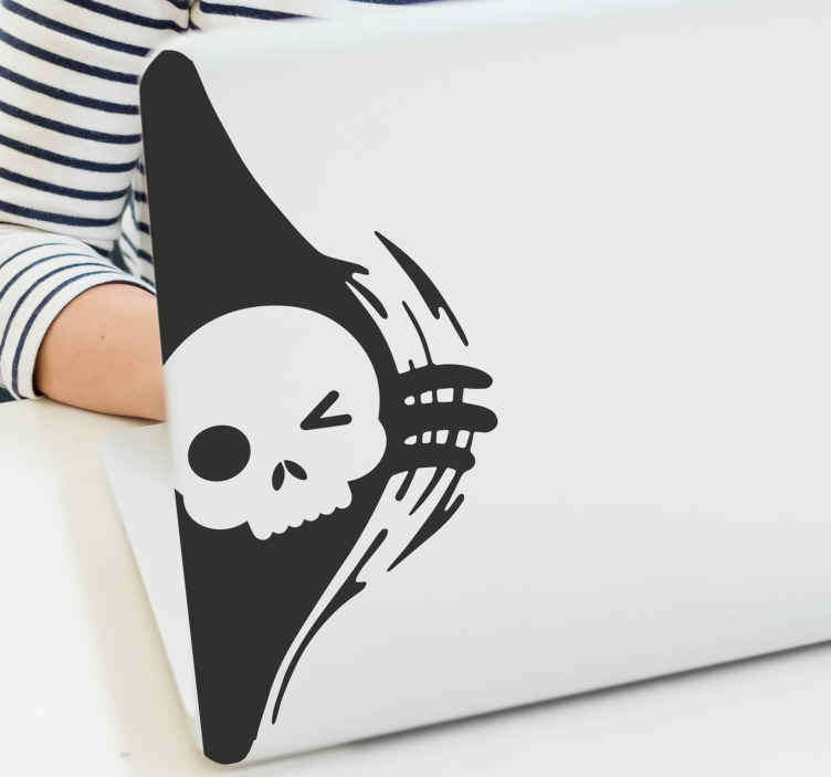 Skull Peekaboo laptop decal