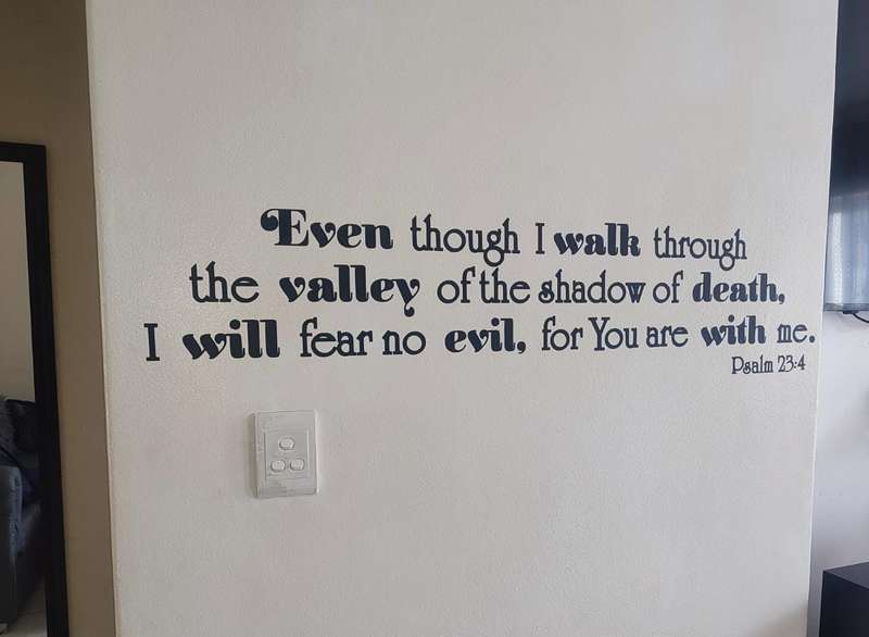 Walk Through the Dark Valley with Confidence - Psalm 23:4 Bible Verse Wall Sticker Decal