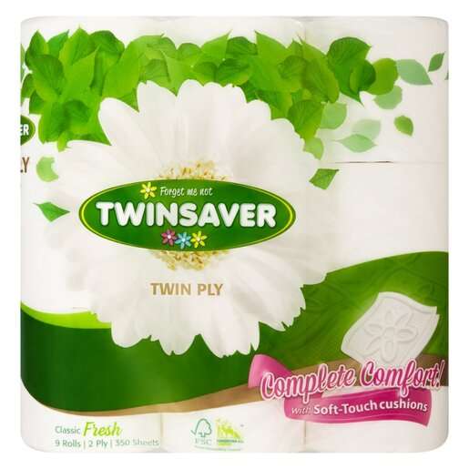 Twinsaver 2 Ply White Luxury Toilet Paper 9s