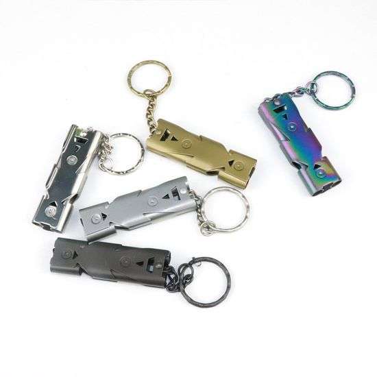 China Logo Laser Double Pipe High Decibel Stainless Steel Outdoor Emergency  Survival Whistle Keychain Cheerleading Whistle - China Cheerleading Whistle,  Emergency Whistle