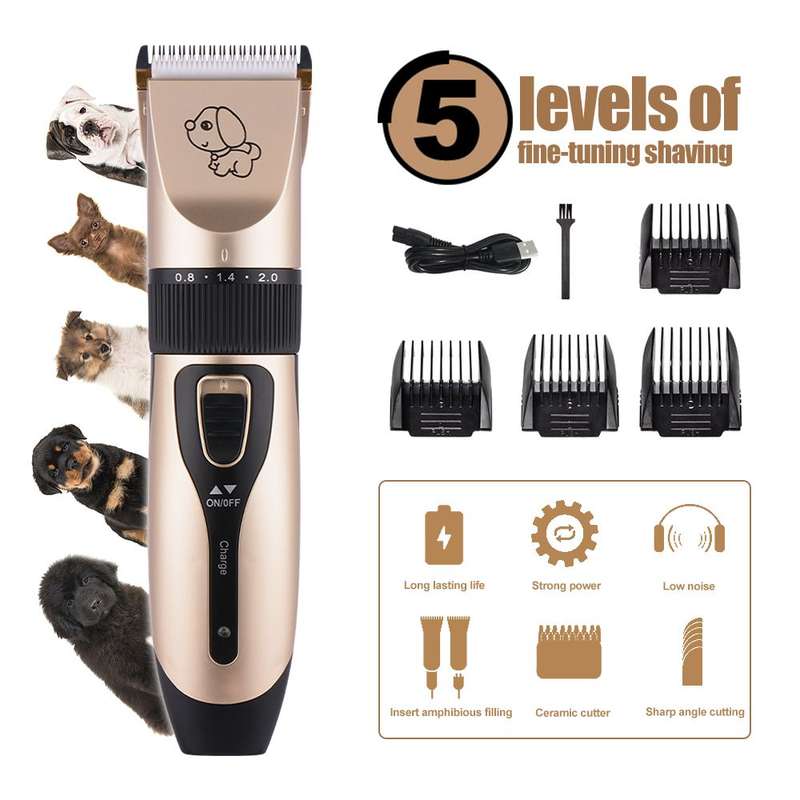 Dog Hair Clipper Kit USB Rechargeable Cordless Pet Grooming Clippers