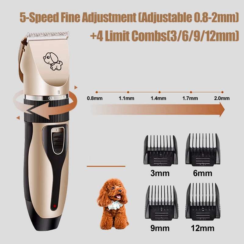 Dog Hair Clipper Kit USB Rechargeable Cordless Pet Grooming Clippers