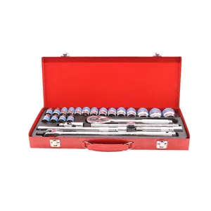 24PCS Socket Set with Blue Ribbon Hand Tools Set Iron Box