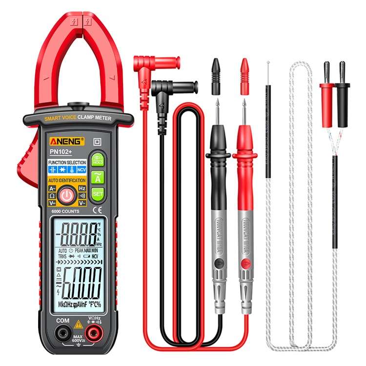ANENG PN102+ AC Current and AC / DC Voltage Tester Voice Broadcast Reading Digital Clamp Meter with