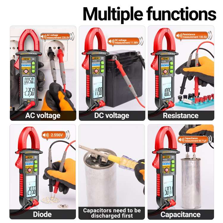 ANENG PN102+ AC Current and AC / DC Voltage Tester Voice Broadcast Reading Digital Clamp Meter with